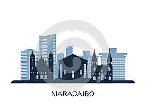 Maracaibo skyline, monochrome silhouette. photo