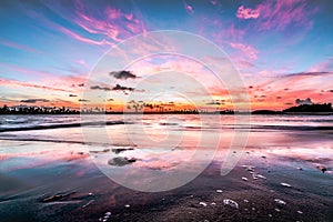 Maracaipe Beach, Pernambuco, Brazil - Cotton Pink Sunset Mirror Reflections
