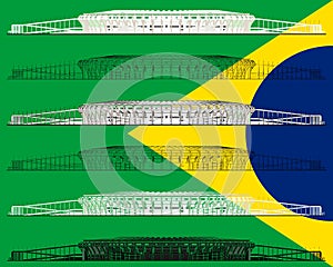 Maracana Stadium colored and outline only.