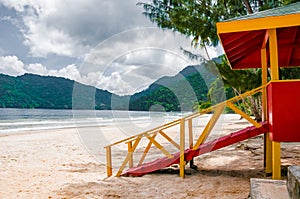 Maracas beach trinidad and tobago lifeguard cabin side view empty beach photo