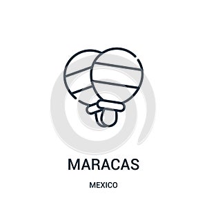 maracas icon vector from mexico collection. Thin line maracas outline icon vector illustration