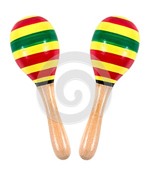 Maracas isolated on white background. Colorful maracas