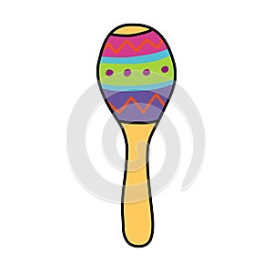 Maracas, rumba shaker or shac-shacs musical instrument flat icon, doodle style vector photo