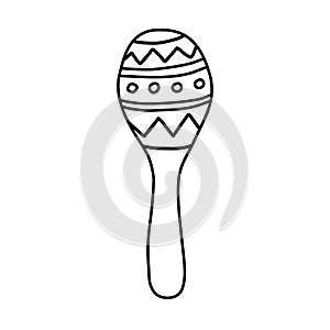 Maracas, rumba shaker or shac-shacs musical instrument flat icon, doodle style vector outline photo