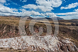 Maras salt mines peruvian Andes Cuzco Peru