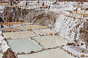 Maras salt mines peruvian Andes Cuzco Peru