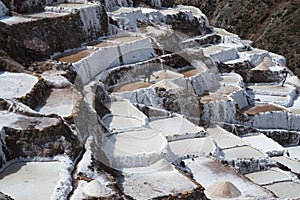 The Maras salt ponds located at the Peru`s Sacred Valley