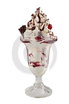Maraschino cherries with vanilla ice cream