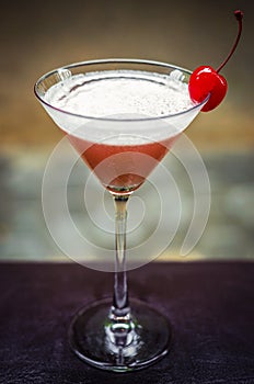 Maraschino cherry martini cocktail drink glass