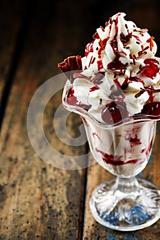 Maraschino cherry and vanilla parfait