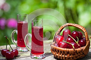 Maraschino liqueur with cherries