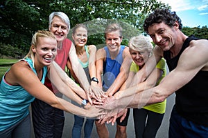 Marathon athlete making motivation gesture