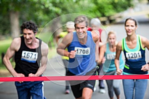 Marathon athletes close to the finish line