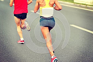 Marathon athletes run