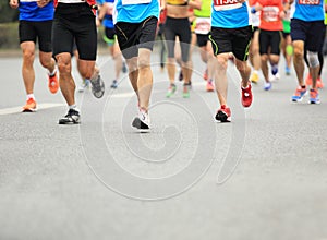 Marathon athletes running