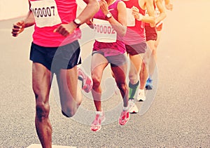 Marathon athletes running