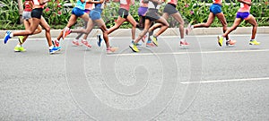 Marathon athletes running