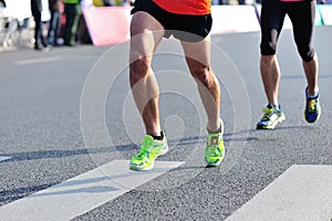 Marathon athletes running