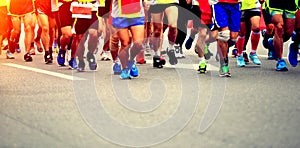 Marathon athletes running