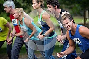 Marathon athletes on the starting line