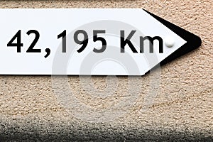 Marathon distance signboard