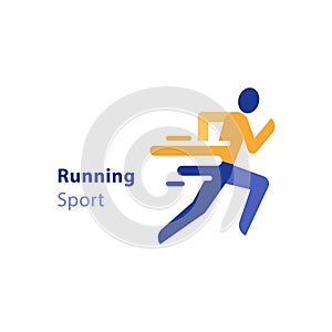 Marathon event, running activity, abstract runner, triathlon, vector icon