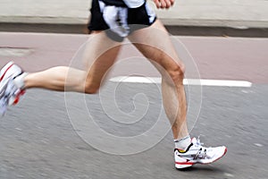 Marathon runner, panning effect photo