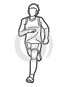 Marathon Runner Start Running A Man Running Action Movement Cartoon Sport Graphic Vector