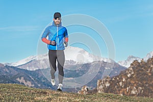 Marathon runner during winter training in altitude