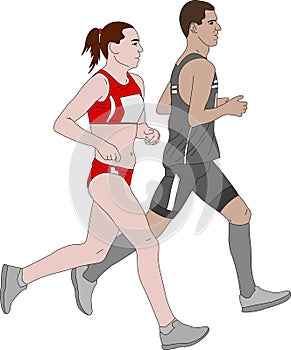 Marathon runners couple illustration