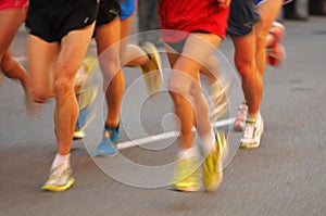 Marathon runners legs