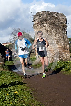 Marathon runners in the Parco degli Acquedotti