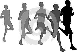 marathon runners running in group - artwork