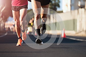 Marathon running in the light of morning