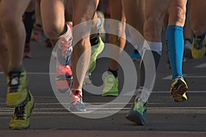 Marathon running race people competing