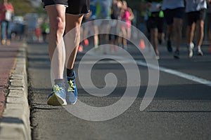 Marathon running race people competing
