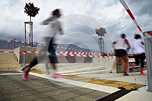 Marathon running race people competing in fitness