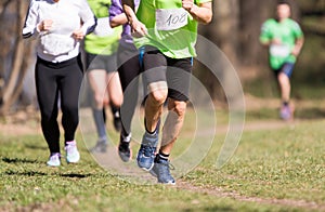 Marathon running race, people feet