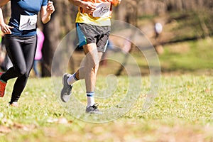 Marathon running race, people feet