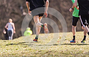 Marathon running race, people feet