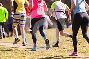 Marathon running race, people feet