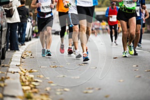 Marathon running race, people feet