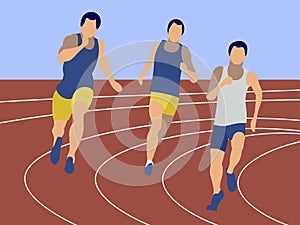 Marathon, sports jogging. Sports competitions, men. In minimalist style Cartoon flat raster