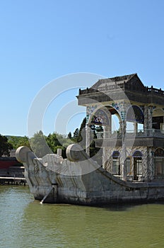 Marbel boat a ship made of stone at Summer Palace Yiheyuan Beijing