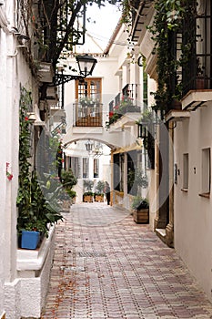 Marbella old town Andalucia Spain typical Spanish village whitewashed houses