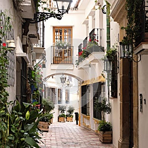 Marbella old town Andalucia Spain typical Spanish village whitewashed houses photo