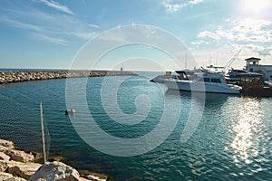 Marbella port with boat