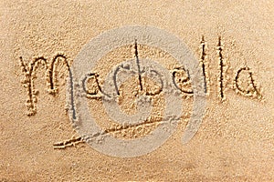 Marbella summer beach writing message