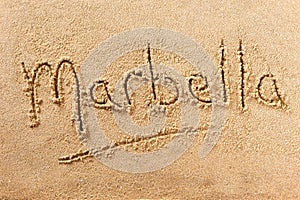 Marbella summer beach writing message photo