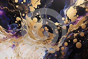 Marble abstract acrylic background. Marbling artwork texture. Agate ripple pattern. Gold powder